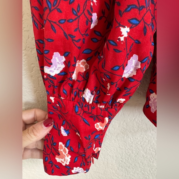 Walter Baker Clara Top Red Apple Blossom Printed Peplum Floral Blouse Small $158 - Picture 13 of 13